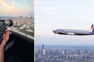 Red Bull DC-6B. A vintage plane and vintage Bolex cameras reunite over New York