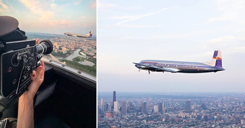 Red Bull DC-6B. A vintage plane and vintage Bolex cameras reunite over New York