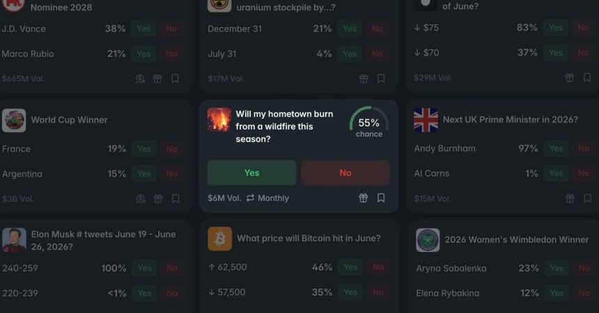 Wyldfyre. The prediction market betting on where California burns next