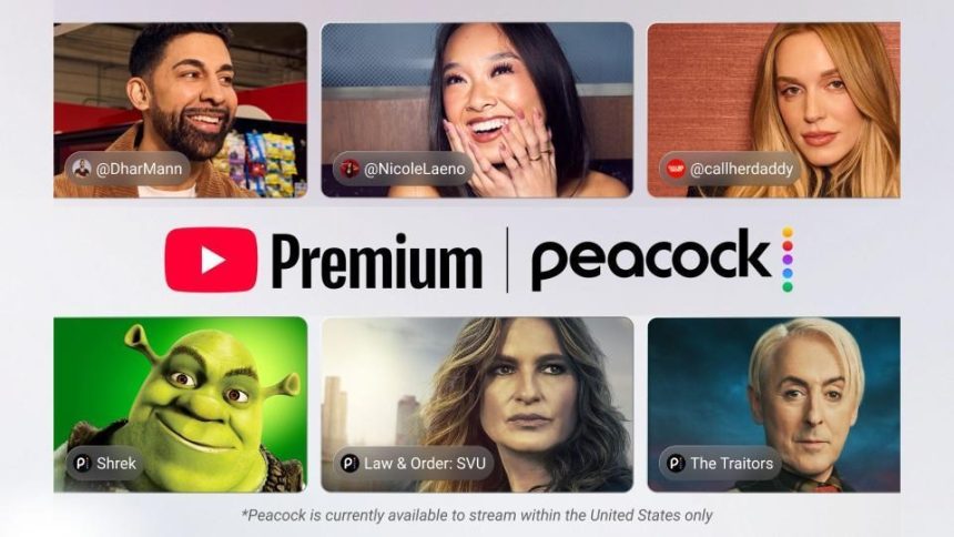 YouTube Premium adds Peacock. Two subscriptions collapse into one bill