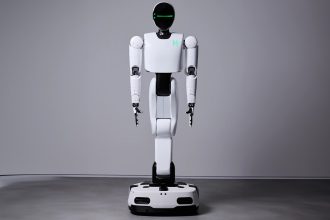 Holiday Robotics FRIDAY. A wheeled humanoid that rolls in fast