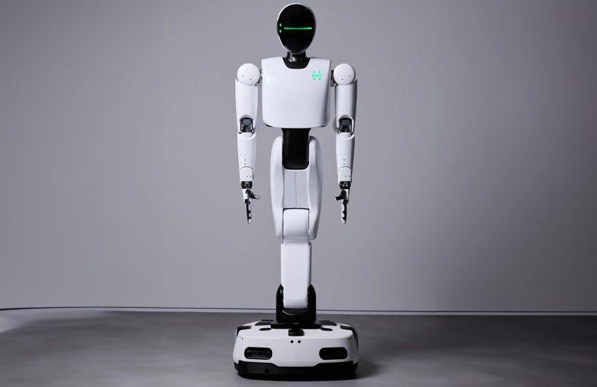 Holiday Robotics FRIDAY. A wheeled humanoid that rolls in fast