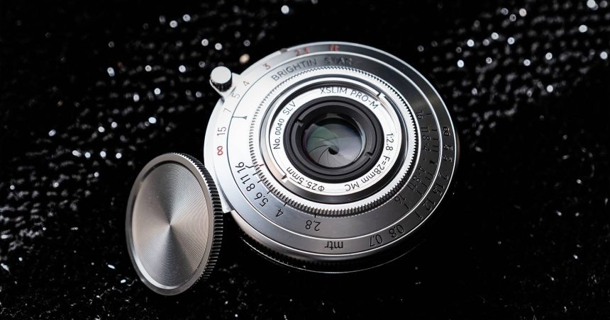 Brightin Star 28mm f/2.8. The pancake lens gets a liquid silver glow-up