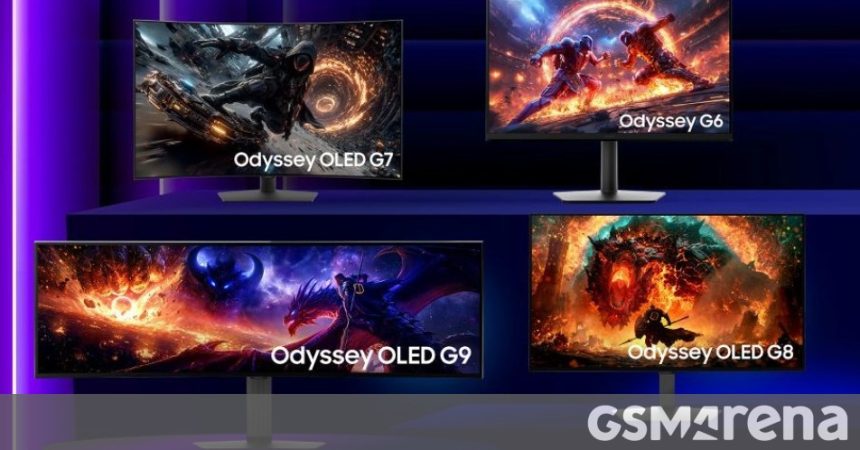 Samsung Odyssey OLED G9. The 360Hz ultrawide leading a four-monitor assault