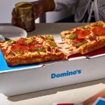 Domino's The Domino. A pizza finally shaped like the logo after 65 years