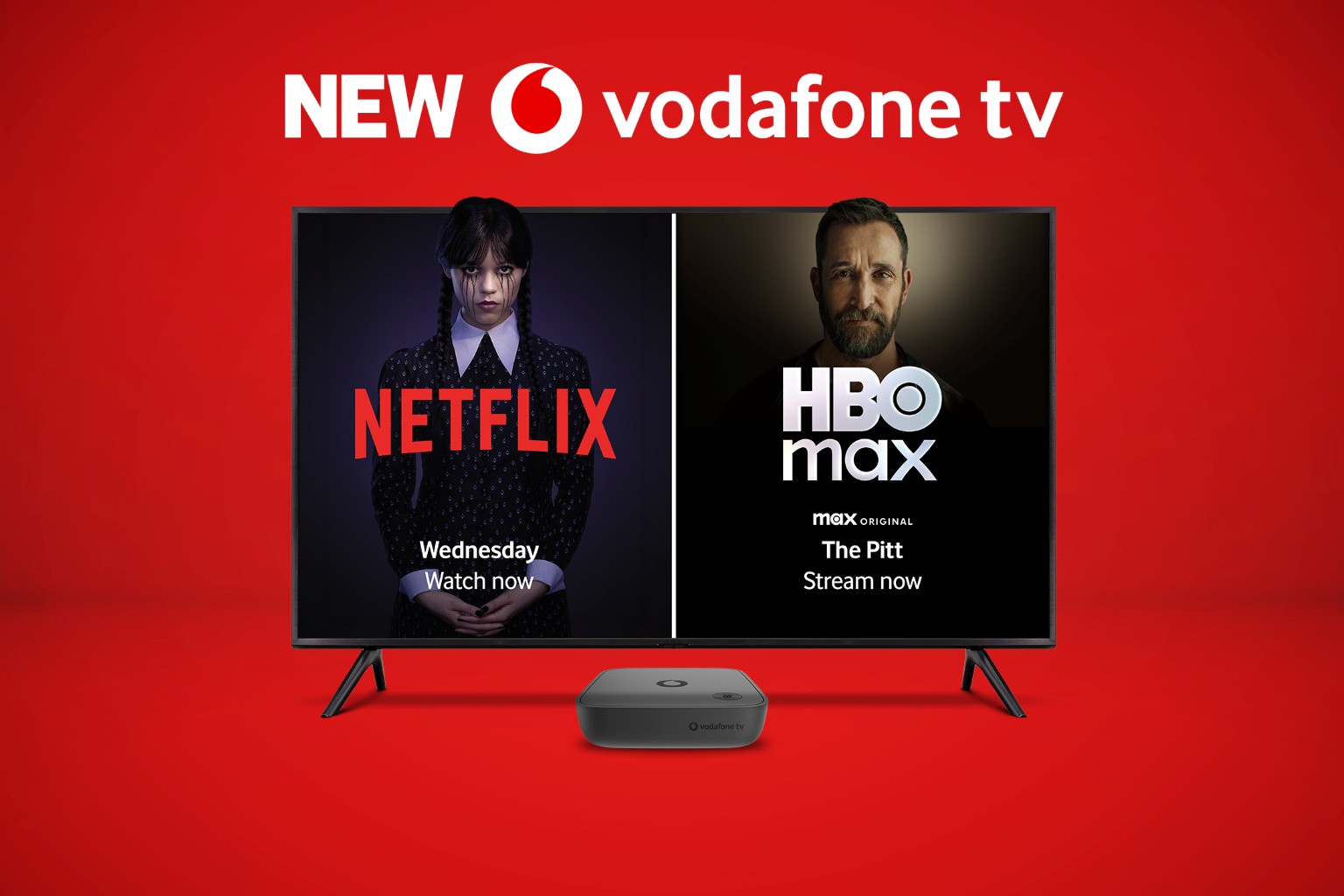 Vodafone TV. The plug-in box aiming straight at Sky Stream