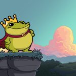 WoodRunner Games Croak. The hand-drawn frog prince aiming at Mario's throne