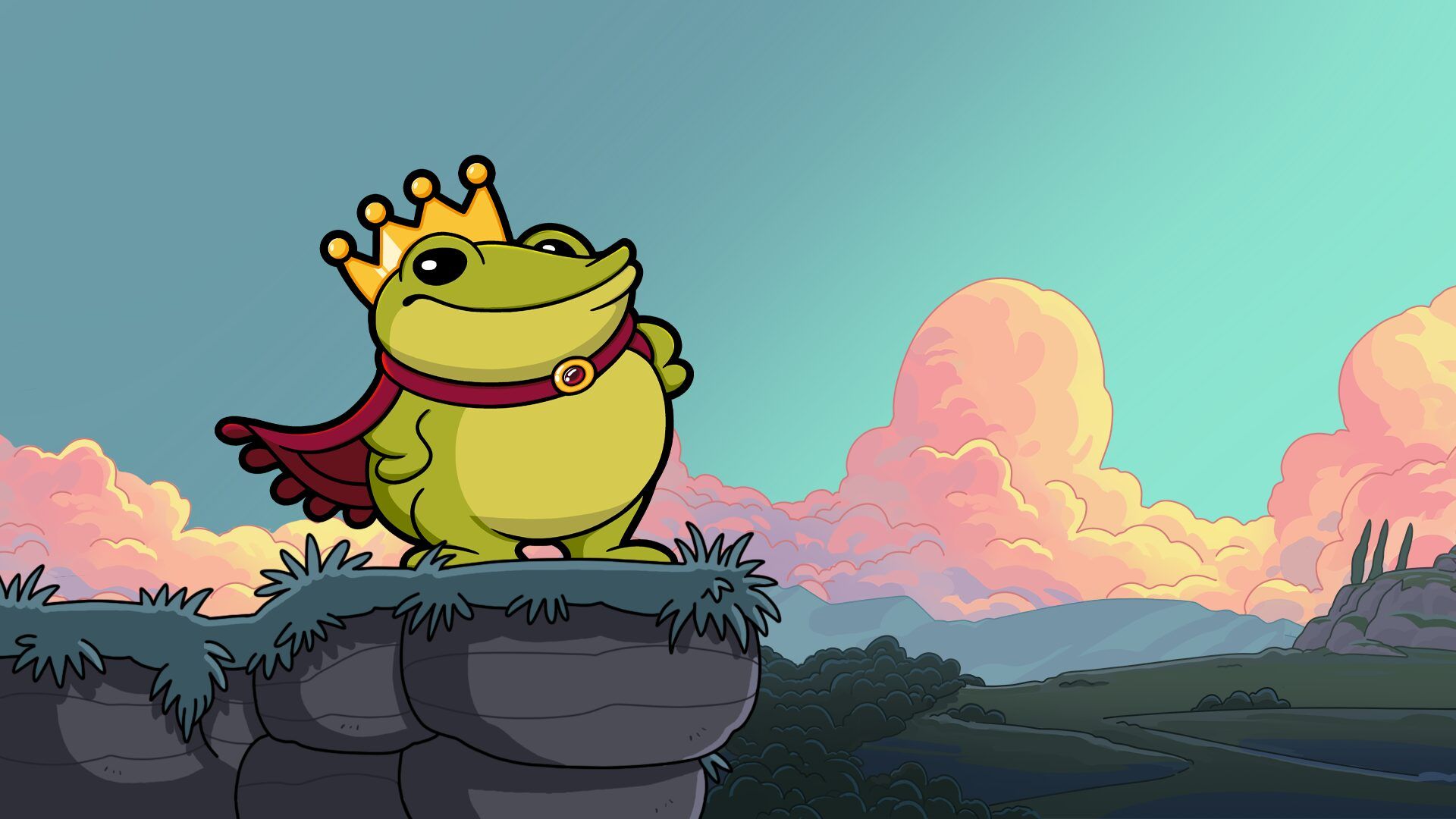 WoodRunner Games Croak. The hand-drawn frog prince aiming at Mario's throne