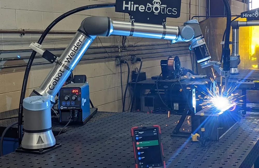 Hirebotics Cobot Painter and Linear Rail. Cobots that follow the work