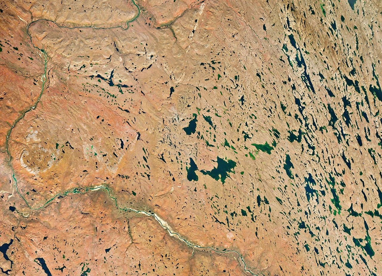 NASA Landsat 9. Autumn reaches the Nunavut tundra first
